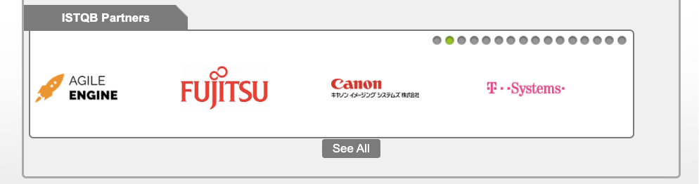 AgileEngine logo featured on the ISTQB website alongside Fujitsu, Canon, and T-Mobile