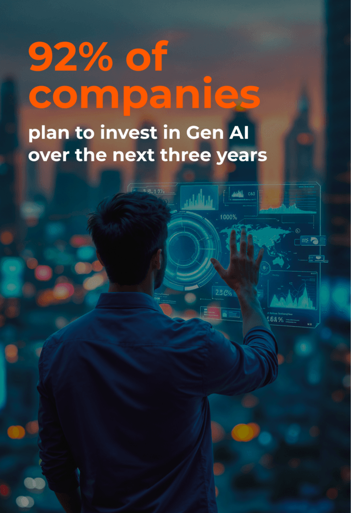 Quote from G2 saying that 92% of companies plan to invest in Gen AI over the next three years