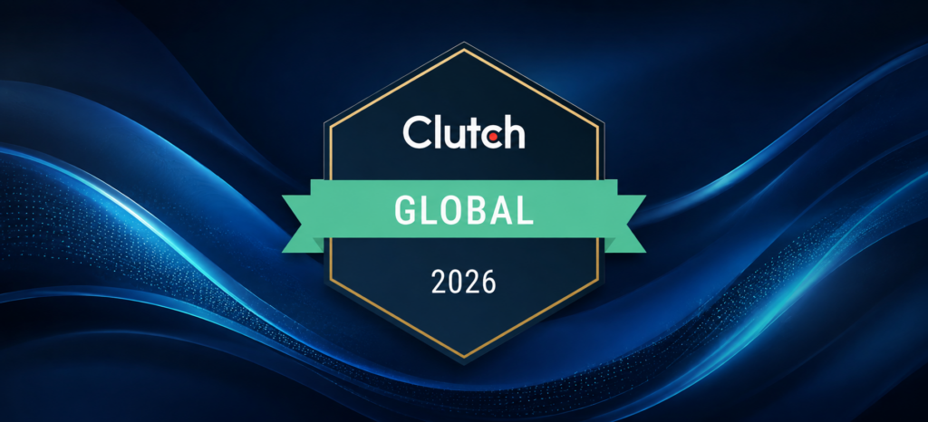 Summer 2026 Clutch Global Award badge on a dark-blue abstract background